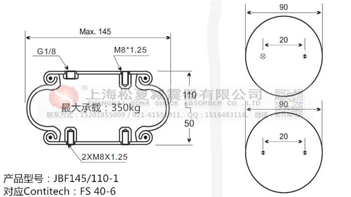 JBF145/110-1橡膠<a href='http://www.gwclcustomerapp.com/' target='_blank'><u>空氣彈簧</u></a>