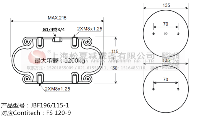JBF196/115-1橡膠<a href='http://www.gwclcustomerapp.com/' target='_blank'><u>空氣彈簧</u></a>