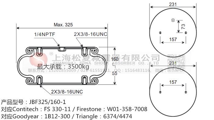JBF325/160-1橡膠<a href='http://www.gwclcustomerapp.com/' target='_blank'><u>空氣彈簧</u></a>